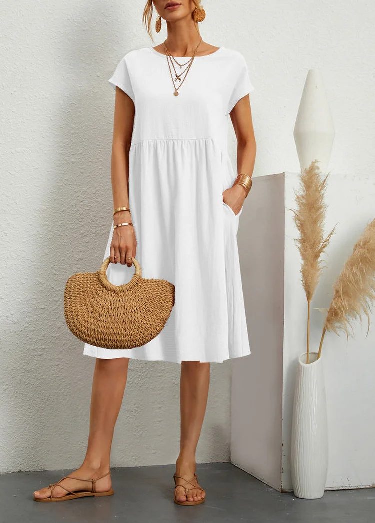 Solid Round Neck Dress