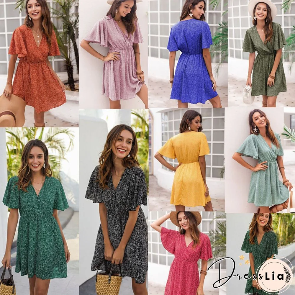 V-neck Short Sleeve Women's Dress