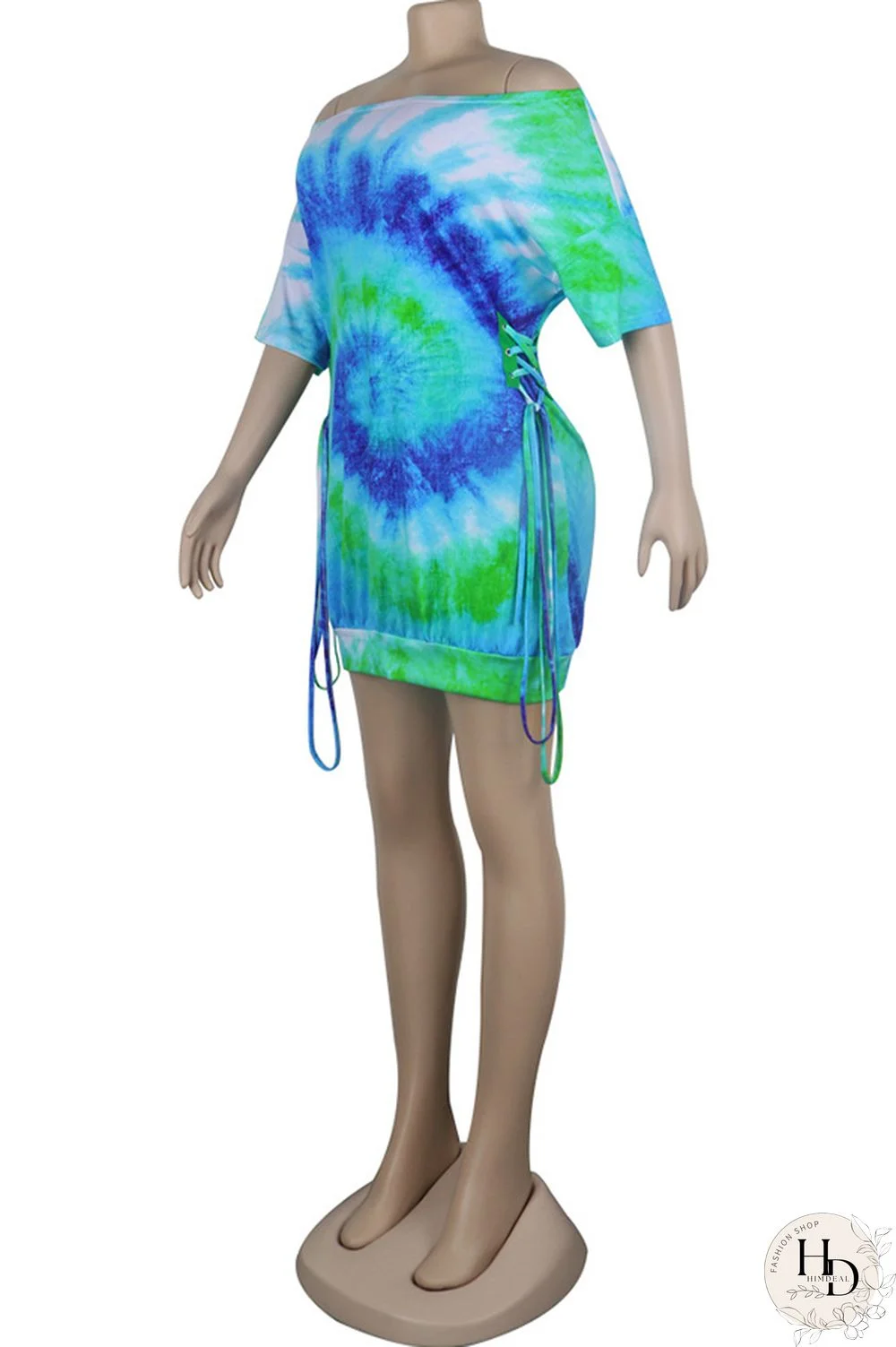 purple Fashion Sexy Patchwork Print bandage One word collar Hip skirt Dresses