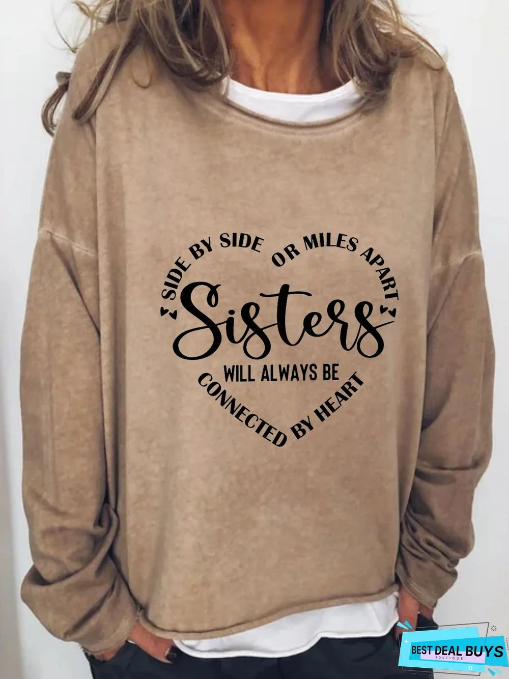 Casual Long Sleeve Round Neck Printed Top Sweatshirt