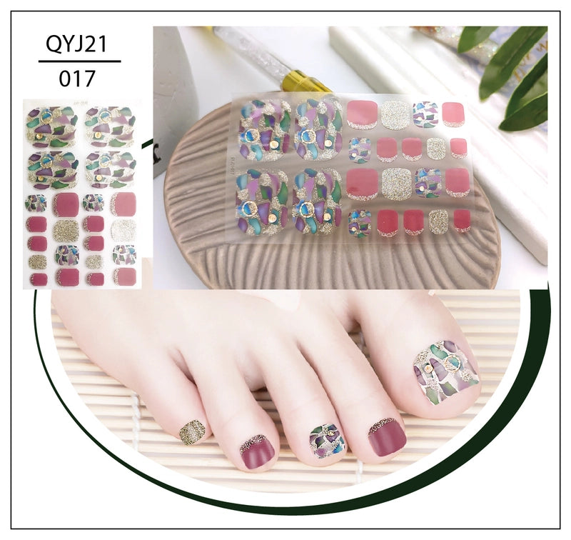 Explosions Foot Nail Stickers Summer Toenail Stickers Bronzing Imitation Diamond Nail Stickers Waterproof Foot Stickers