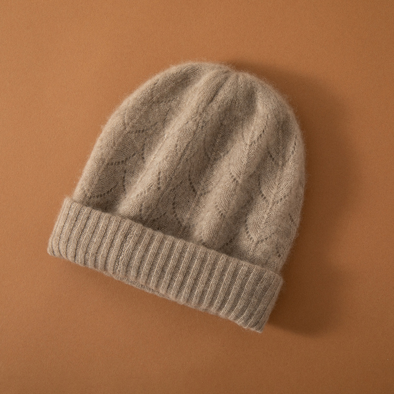 100% Cashmere Cuffed Beanies Thickened and Warm REAL SILK LIFE