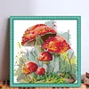 Red Mushroom In Grass-14CT Stamped Cross Stitch 21*21cm/8.27*8.27in tapestrymarket