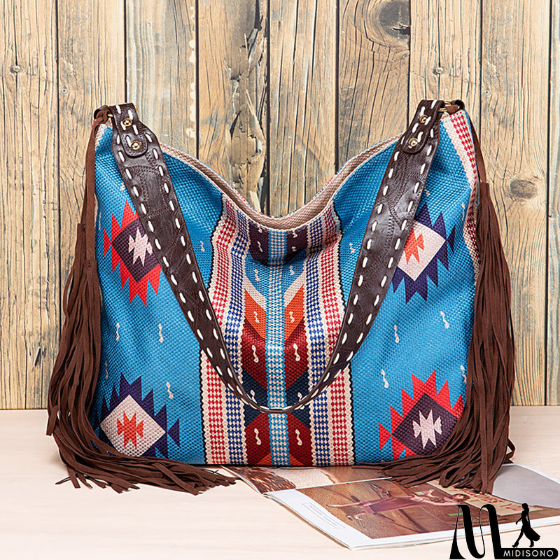 MidiSono - Casual College Color Block Tassel Bags