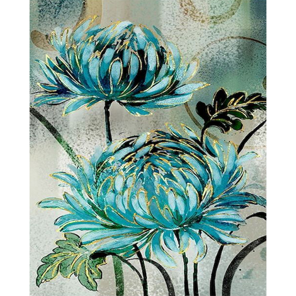 Blue Flower 11CT pre-stamped canvas(40*50cm) cross stitch