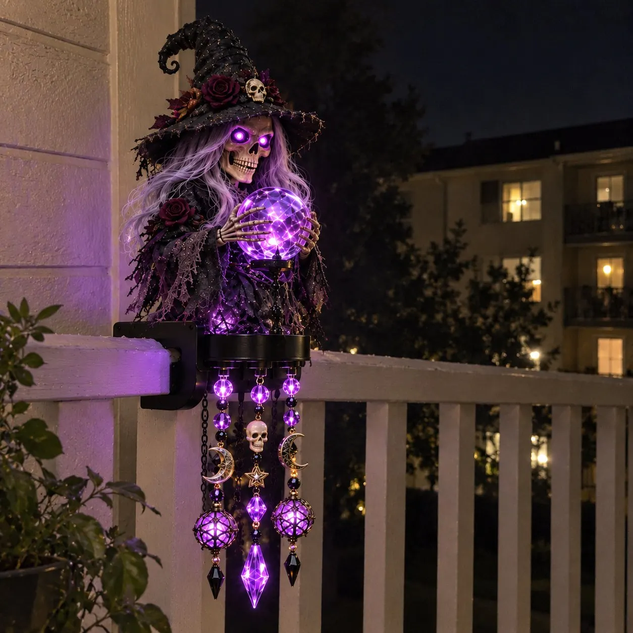 Customer setup with purple witch railing light