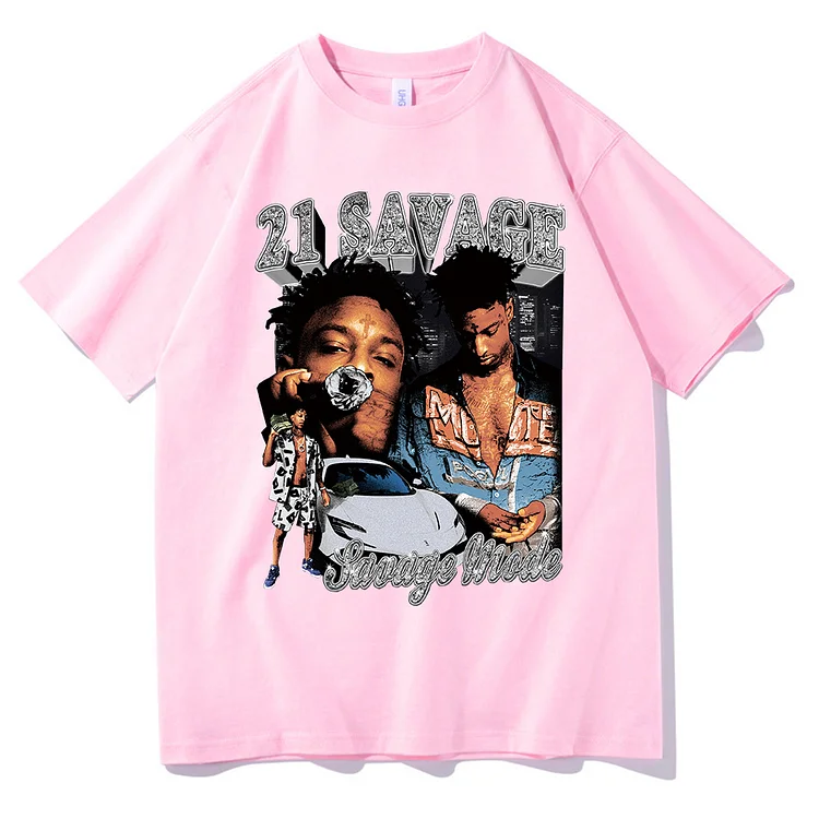 American Dream 21 Savage Printed T-Shirt Hip Hop Loose T-Shirt Top at Hiphopee