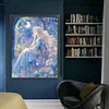 Anime Girl Under Moon-11CT Stamped Cross Stitch 45*60cm/17.72*23.62in(Big Size)