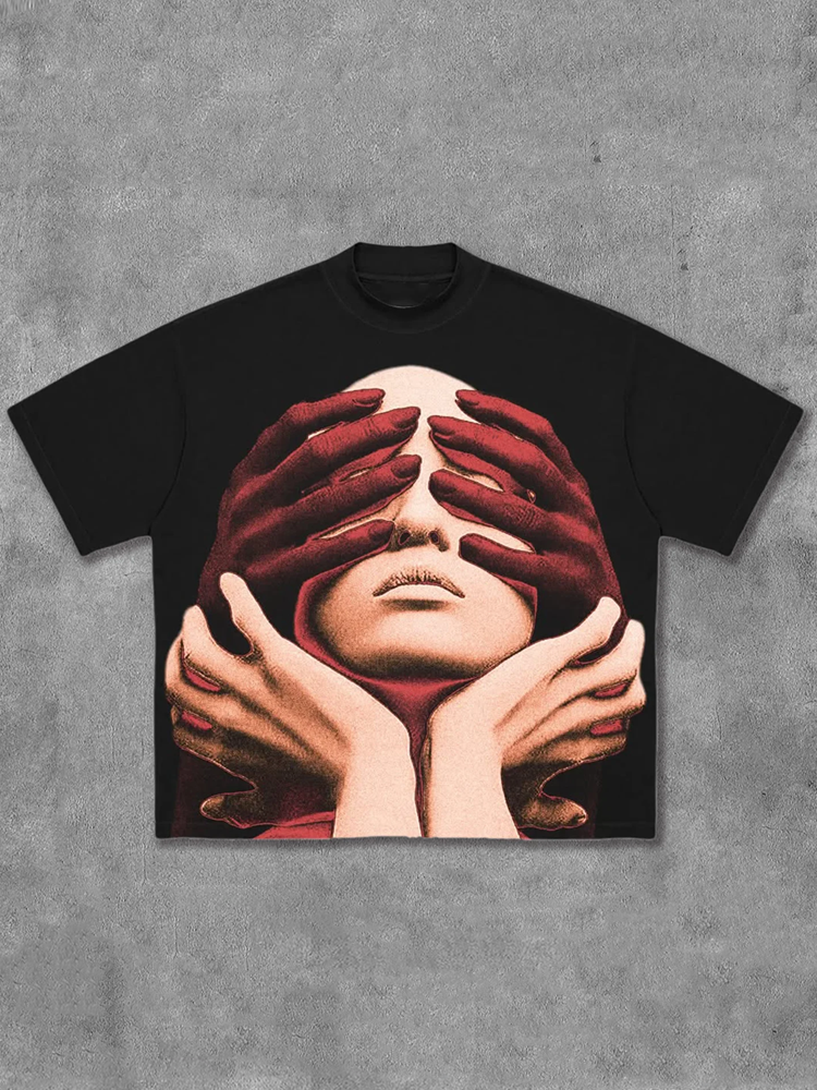 Personalized Blindfolded Print Short Sleeve T-shirt