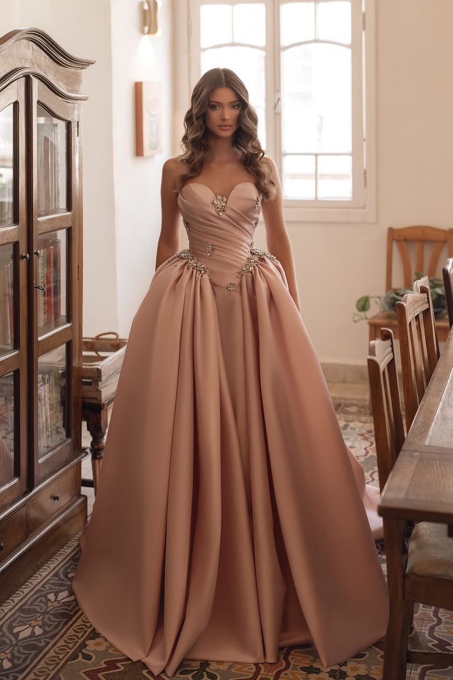 Lisliy Sleeveless Sweetheart A-Line Pleated Prom Dress With Beads