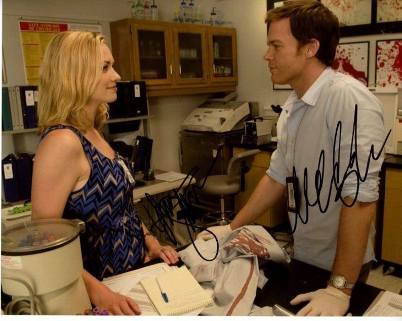 Yvonne strahovski and michael c. hall signed autographed dexter Photo Poster painting