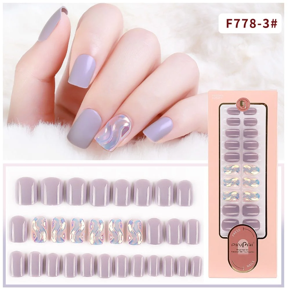 24/30Pcs/Set Reusable False Nail Tips Set Full Cover Shiny Matte Nail Tips With Designs Press On Nails Art Fake Extension Tips-Nail Inspo