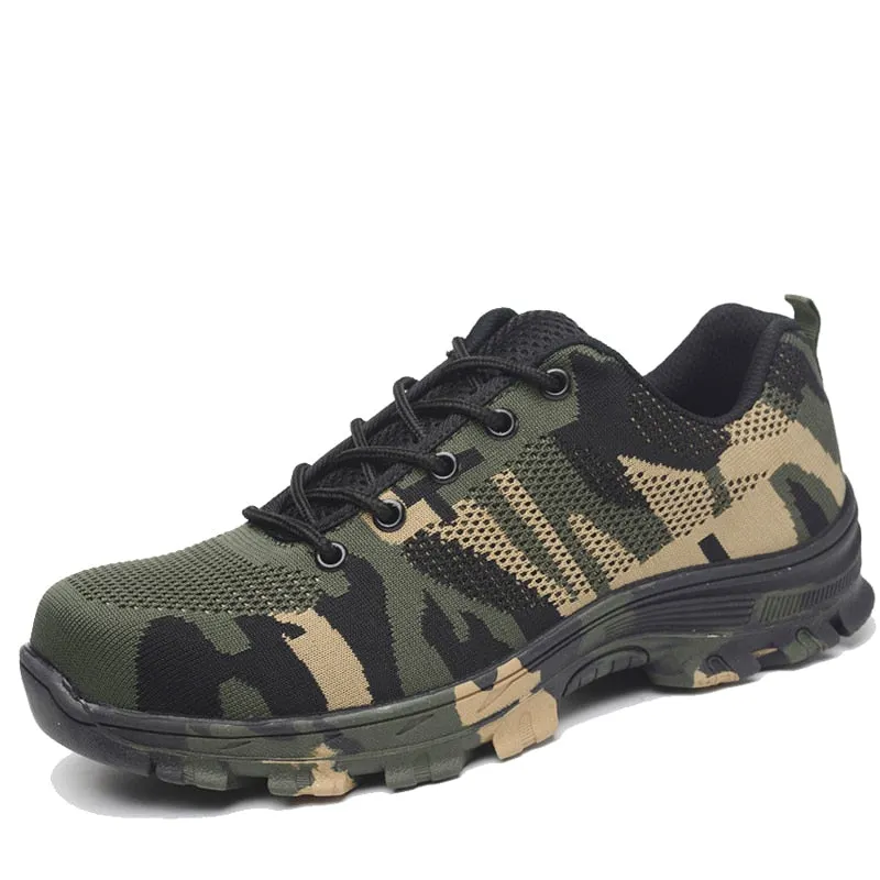 Big Size 36-48 Unisex Safety Shoes Men Work Boots Camouflage Steel Toe Boots Men Outdoor Work Shoes Air Mesh Safety Boots
