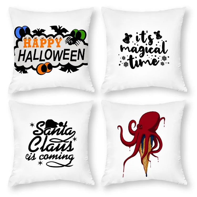 Polyester Pillow Case Set of 4 Octopus Cthulhu Tentacle Ice Cream Red Christmas-Black-T-shirt-Sweatshirt  Christmas-Black-T-shirt-Sweatshirt  Happy Halloween  customized, personalized, gift