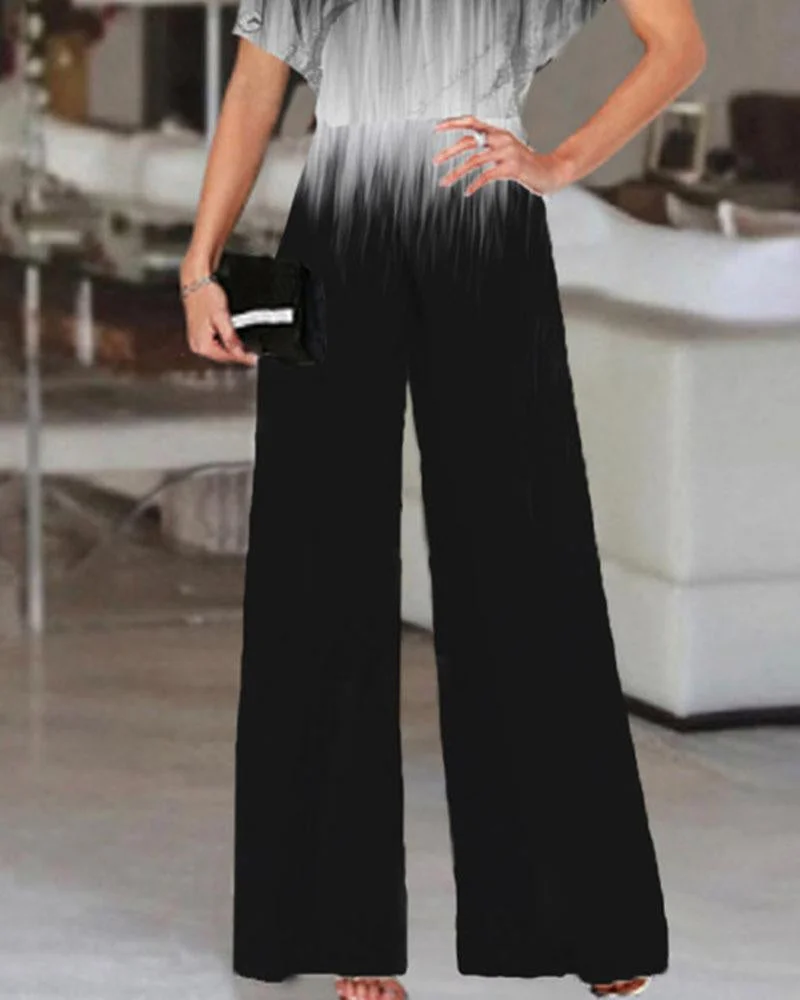 Printed One-piece Wide Leg Pants