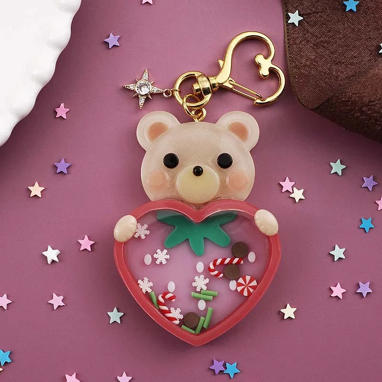 10 Pcs Animal Heart Shaped Keychain Shaker Resin Molds Set