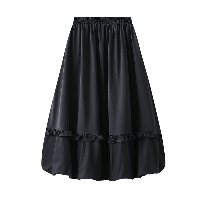 Nigikala Nigikala Waist Wood Ear Folding Flower Buds Mid-Long Dress Girl 2025 New Crobs Thin Dress 2217