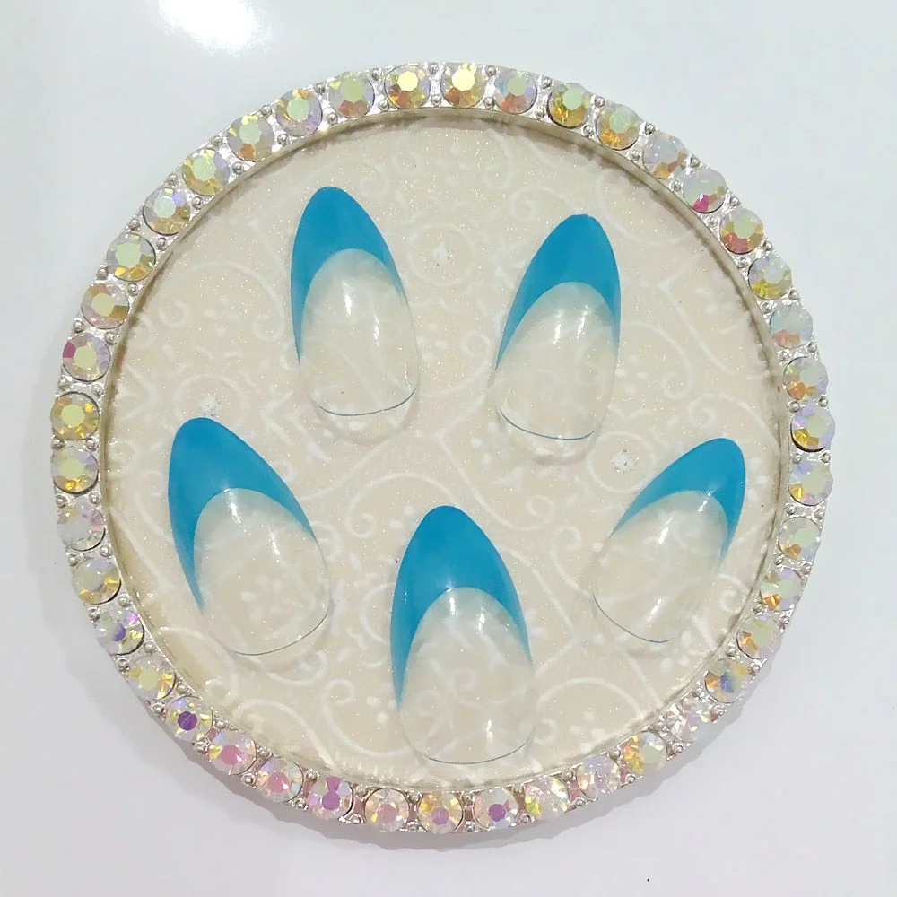 24Pcs Shiny Short Stiletto False Nail Bright Yellow French Artificial Fake Nails DIY Manicure Nail Art Finger Tips-Nail Inspo