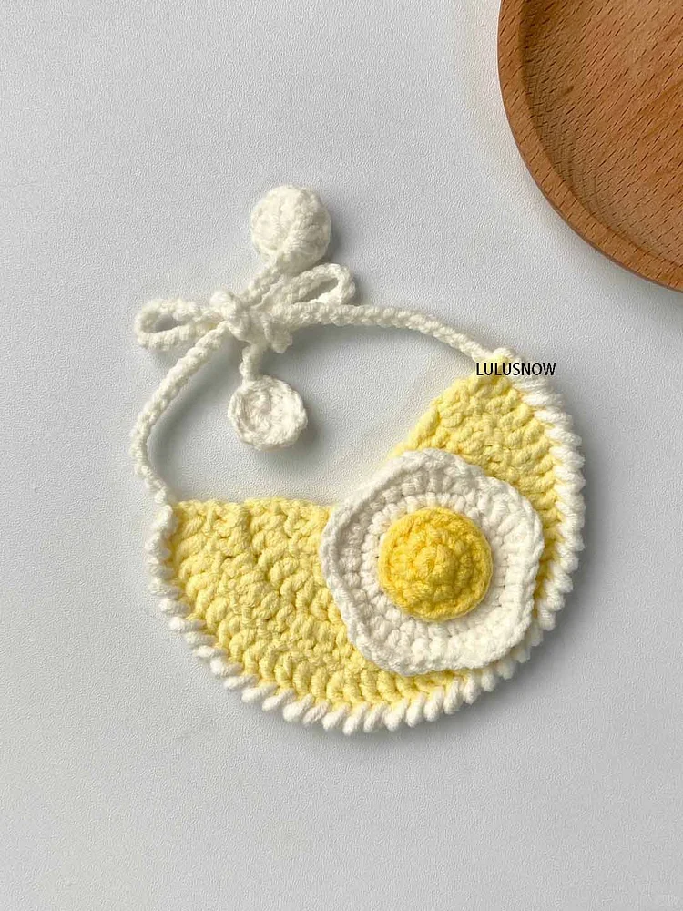 Lulusnow Handmade Yellow Egg Crochet Pet Collars/ Pet Holiday Outfit/ Festive Pet Accessories/ Gift For Pet