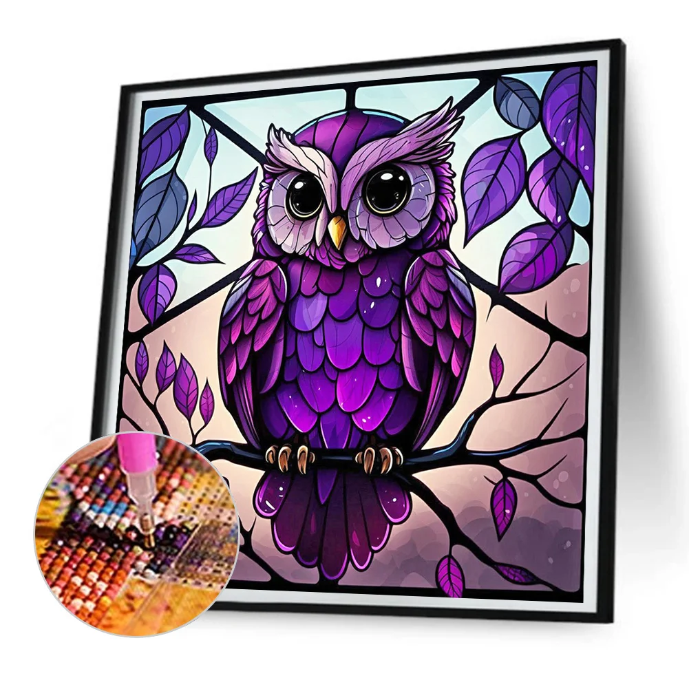 Diamond Painting - Full Round Drill - Stained Glass Owl(Canvas|30*30cm)