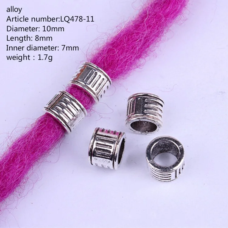 5 Pcs/set Viking Beads 14 Kind Silver Beads for Braiding Dreadlock Hair Decor Cuff Clip Beaded Hair Scrunchies Tibet Bead Tube