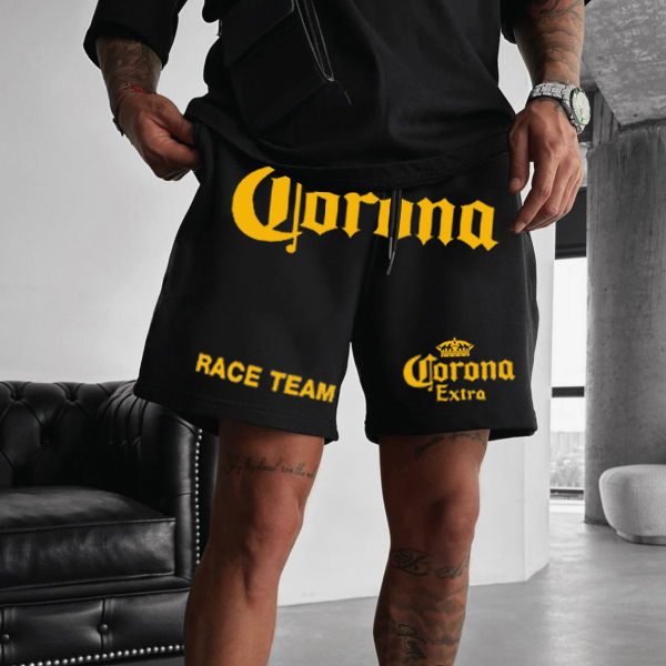 Men's Black Loose Casual Sports Racing Sweatshirt Shorts / TECHWEAR CLUB / Techwear