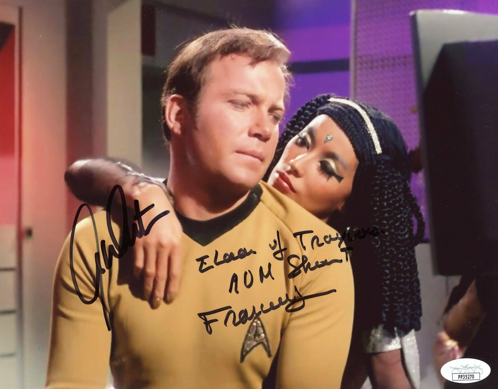 Star Trek Kirk Elaan 8x10 Photo Poster painting Signed Autograph Shatner Nuyen JSA Certified COA