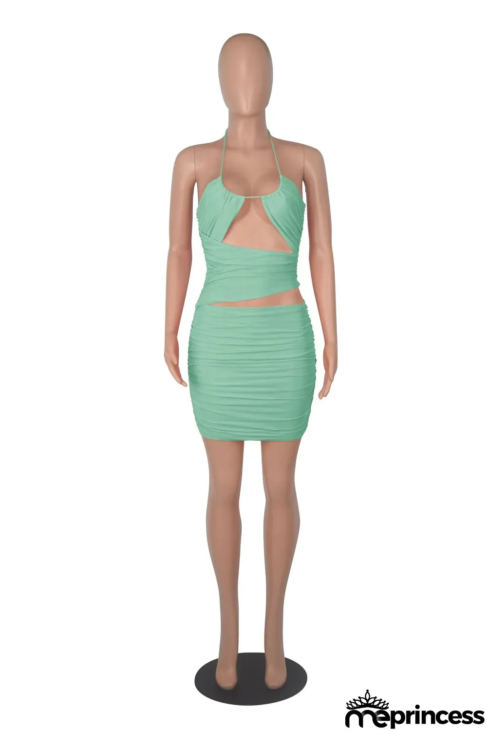 Women Summer Straps Sexy Pleated Backless Bodycon Dress