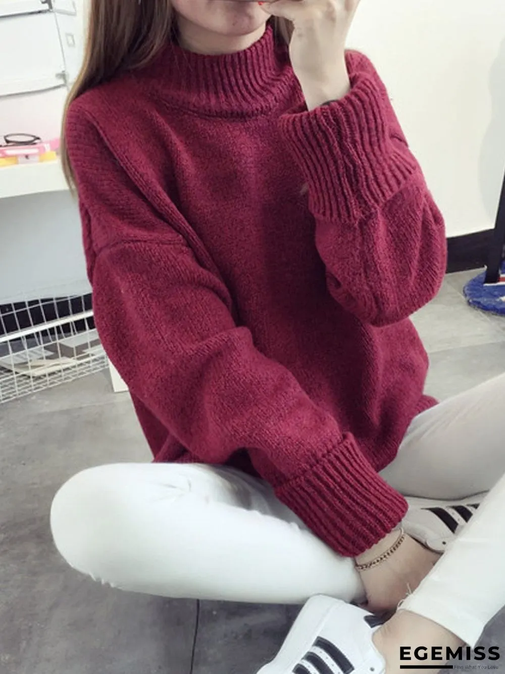High neck pullover female loose sweater | EGEMISS