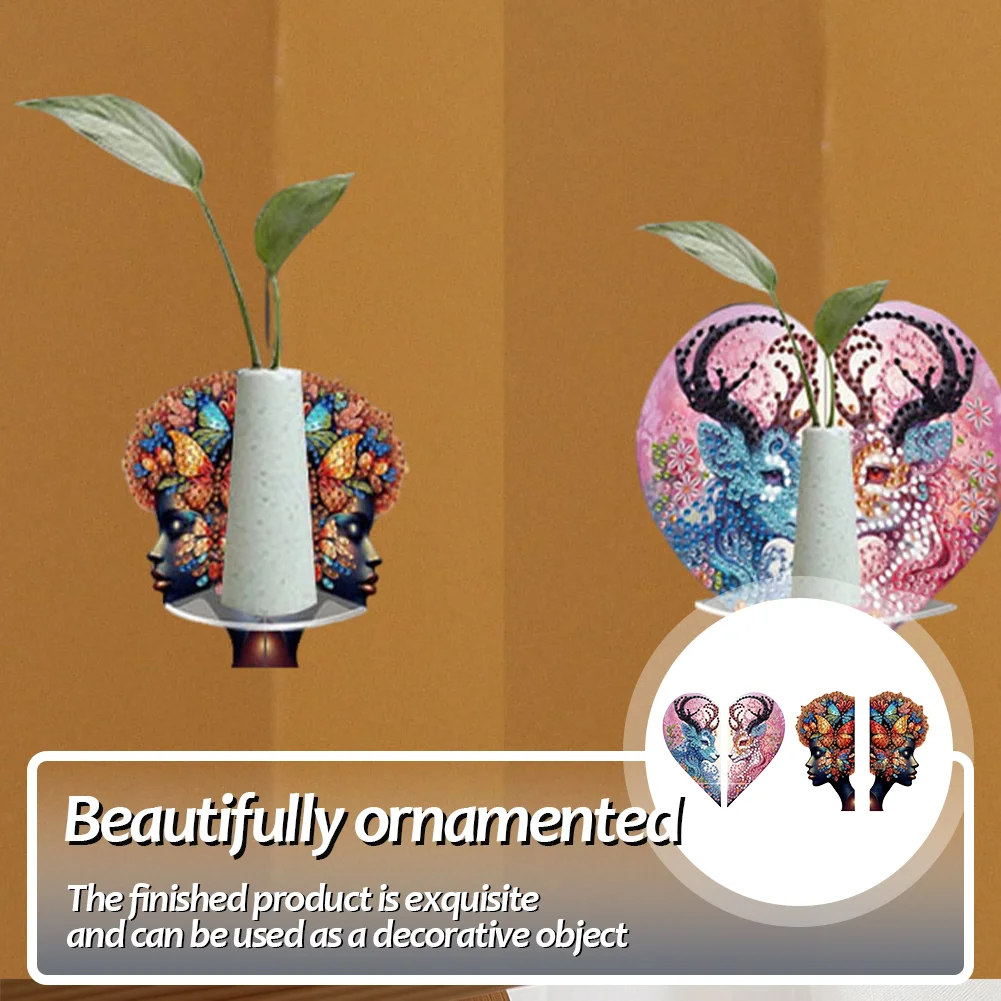 2pcs 2D Flat DIY Diamond Art Pendant DIY Home Decor Hanging Charm Decor (Woman)