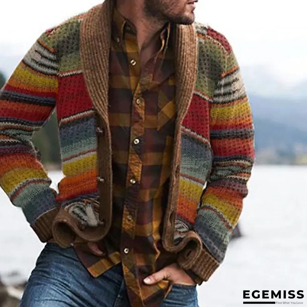 Lapel Print Men's Sweater | EGEMISS