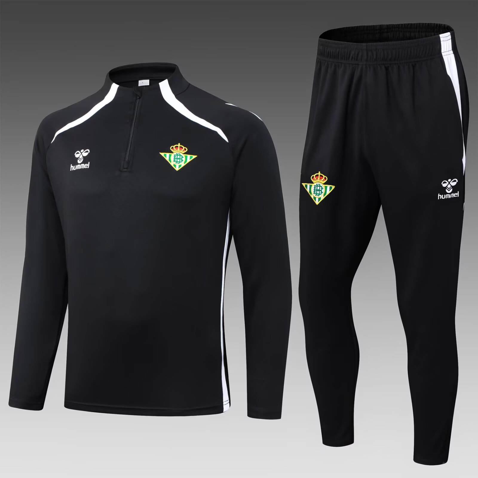 2025/2026 Real Betis Half-Pull Training Suit Black Jersey