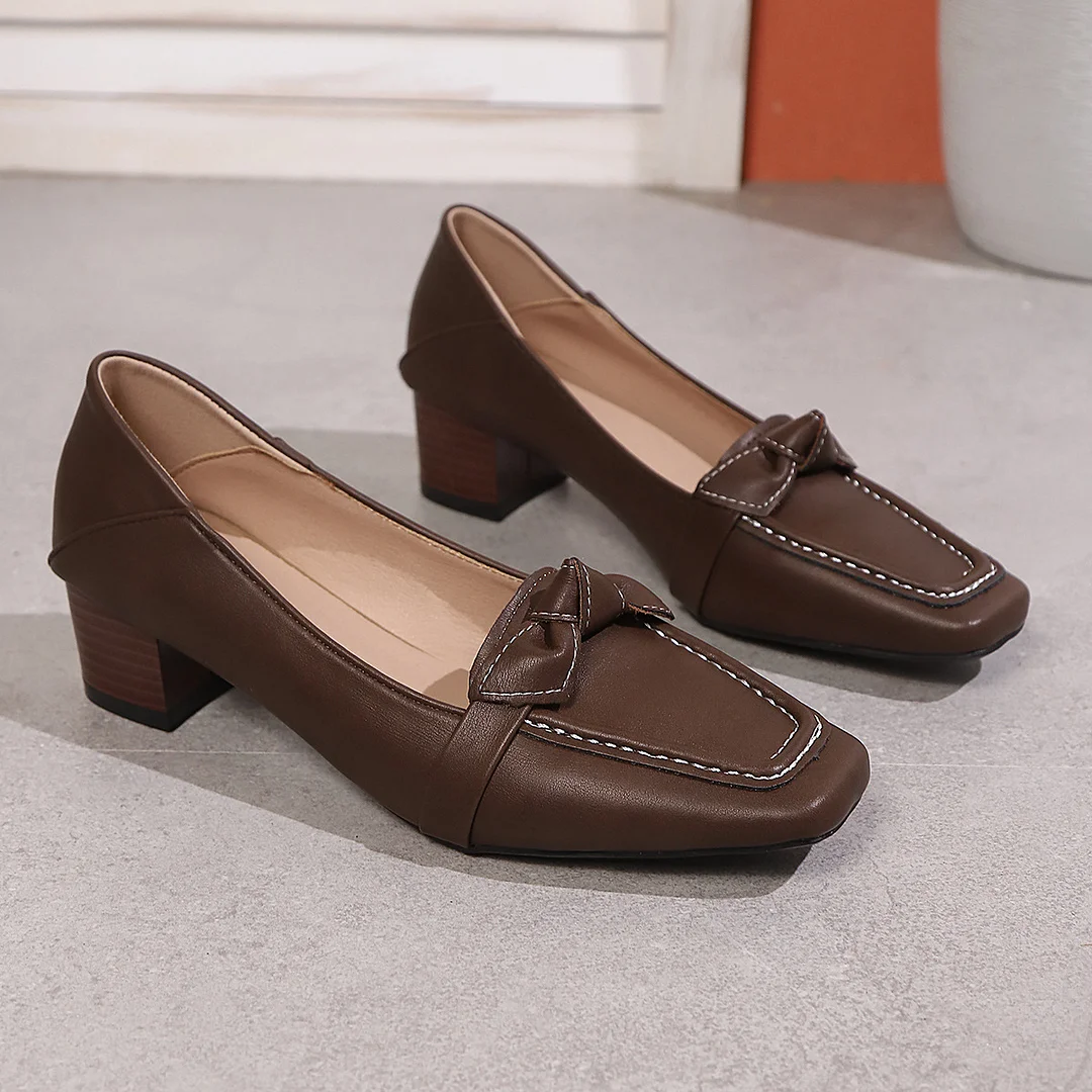 Breakj Breakj Retro High Heel Single Shoe Women 2025 Spring And Autumn New One-Legged Bow Bow Coarse Heel High Heels Women