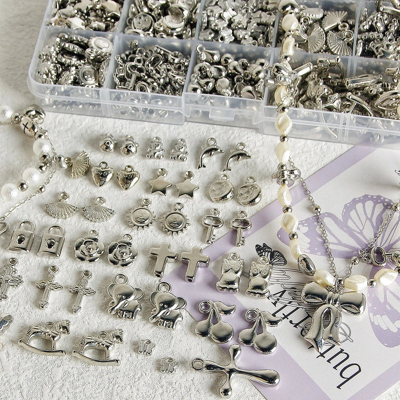 10 PCS/Package 7 * 12mm Arylic Cross Cherry Bow Knot Polished Pendant Jewelry Accessories