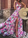 Floral Printed Empire Split-Side Maxi Dress