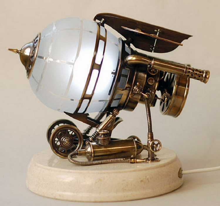 Steampunk dirigible lamp