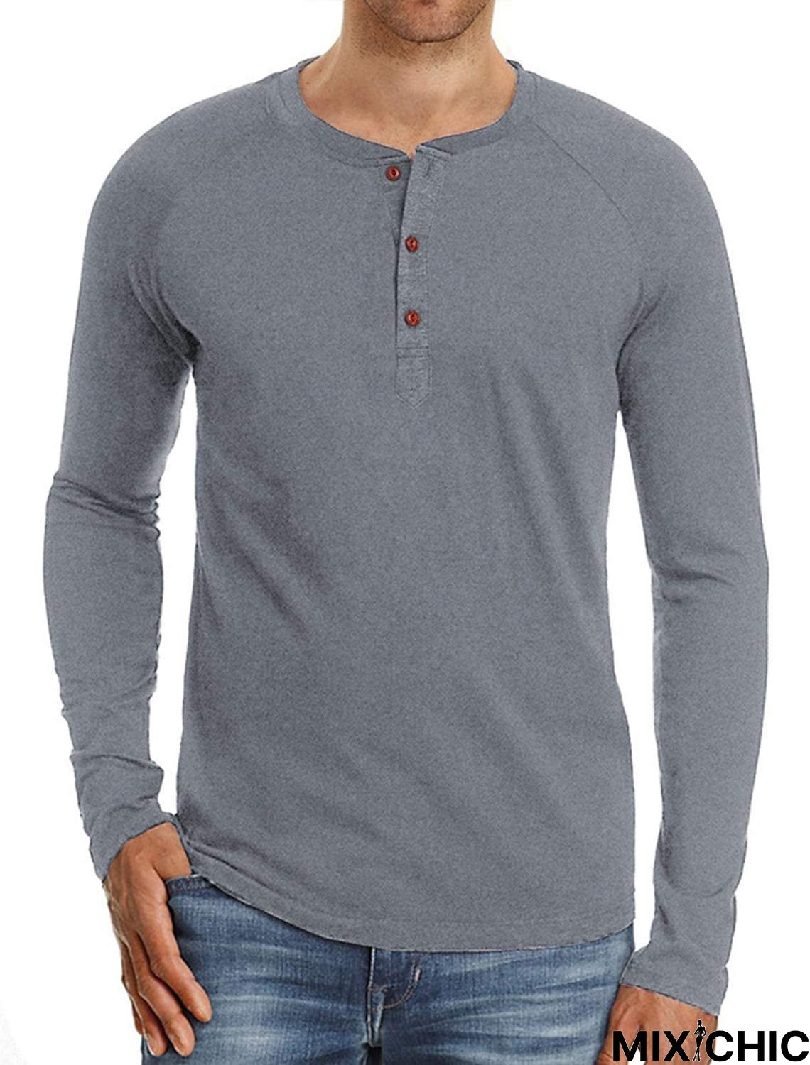 Men's Long Sleeve T-Shirt Solid Color Casual Top Basic Non-Printing Shirt Soft Touch Daily Wear