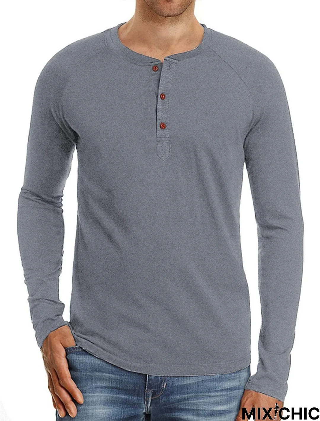 Men's Long Sleeve T-Shirt Solid Color Casual Top Basic Non-Printing Shirt Soft Touch Daily Wear