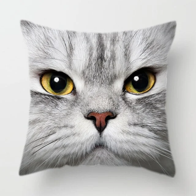 Linen Pillow Case - Cat Face