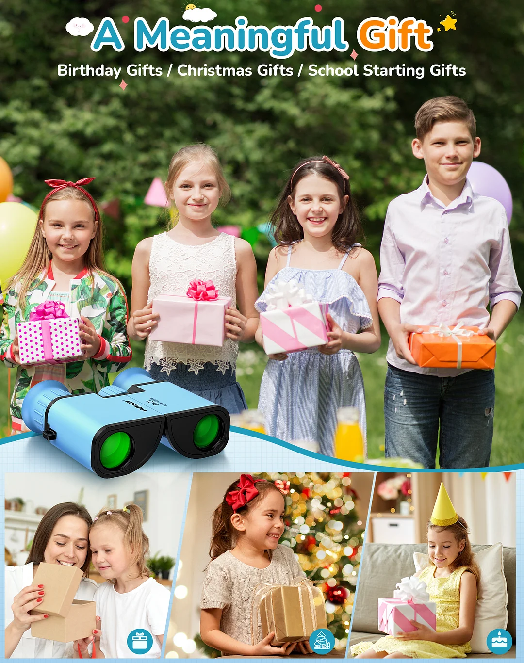 BEBANG 8x21 Binoculars for Kids, Binoculars Set for Boys Girls Bird Watching Educational Learning Hunting Hiking Birthday