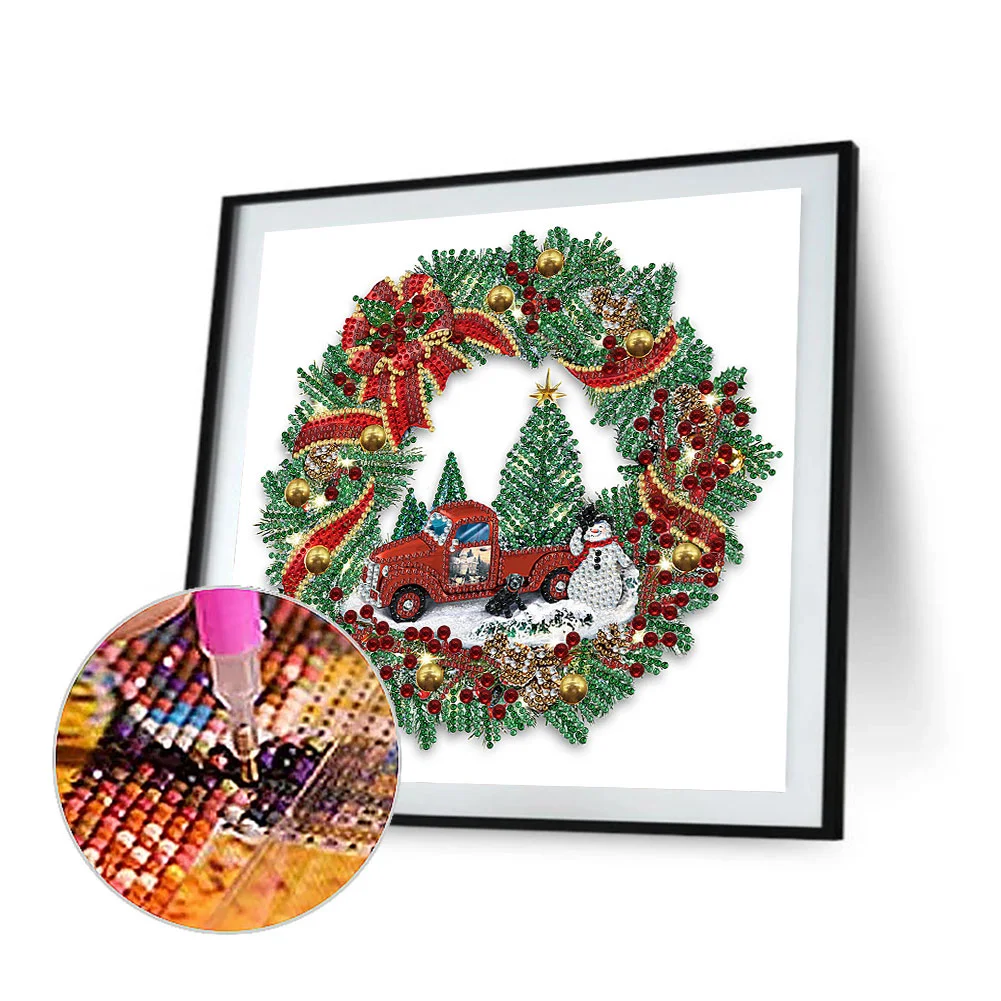 Diamond Painting - Partial Special Shaped Drill - Christmas Wreath(30*30cm)
