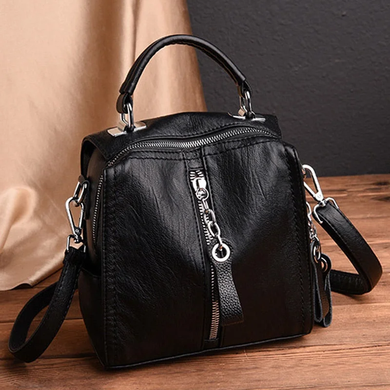 Luxury PU Leather Backpack Women Multifunction Shoulder Bookbags Crossbody Bag Cute Fashion Backpack Girl Rucksack Bag Big Tote