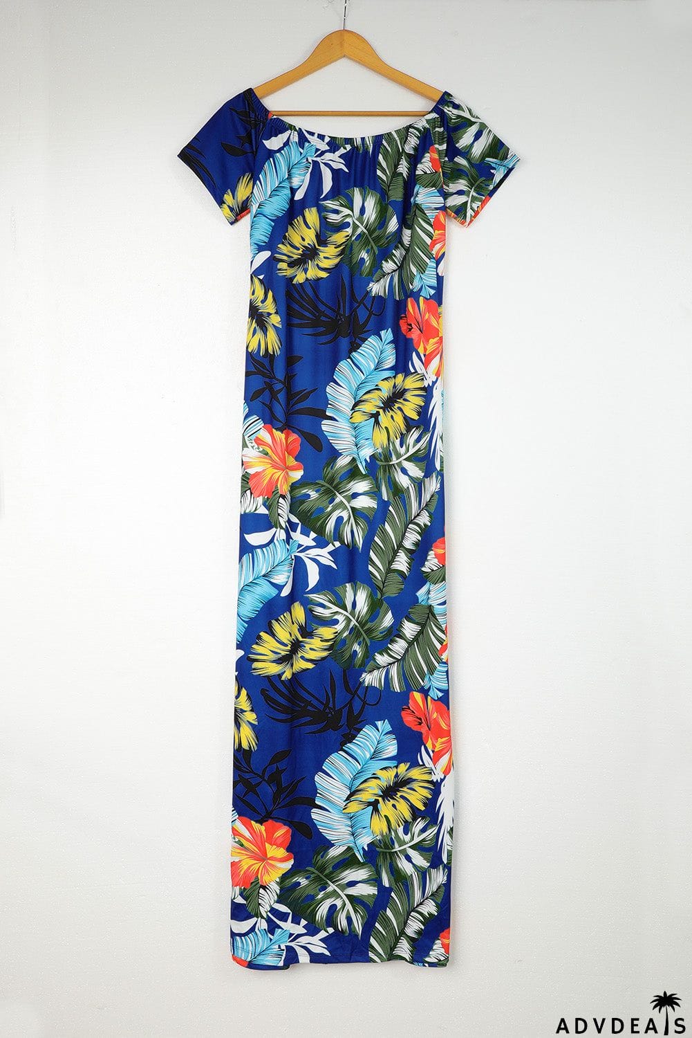 Green Boat Neck Floral Print Plus Size Maxi Dress