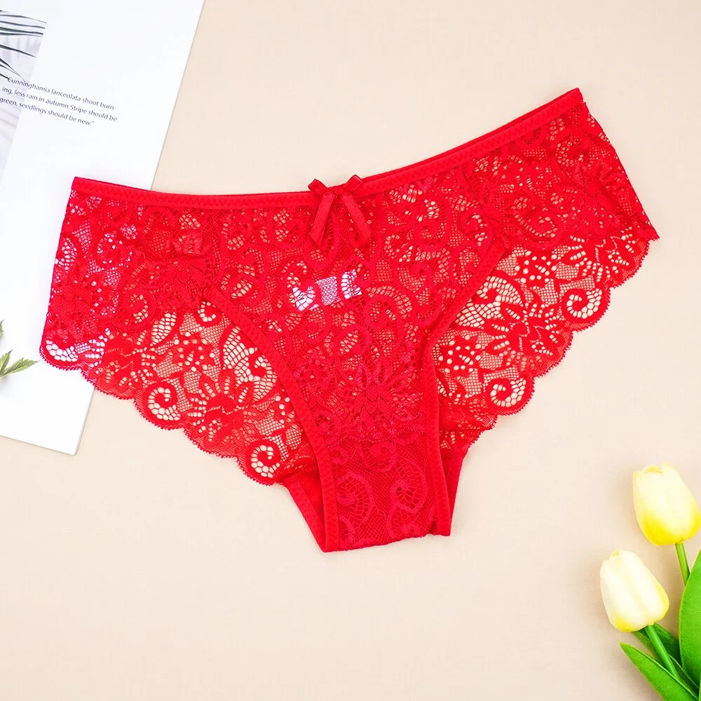 Billionm Woman Underwear Sexy Lace Breathable Soft Lingerie Female Briefs Panties Mid-waist Transparent Women's Underpants