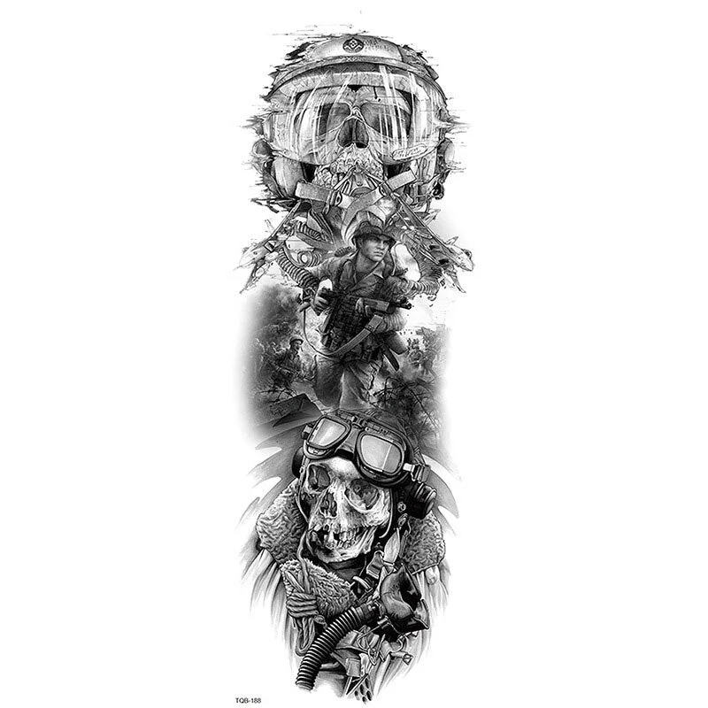 Large Arm Sleeve Tattoo Lion King Clock Outfit Rose Waterproof Temporary Tatto Sticker Skull Body Art Full Fake Tatoo Women Men