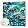 DIY Pearl Painting Dolphin for Home Decor with Frame(25x25cm)