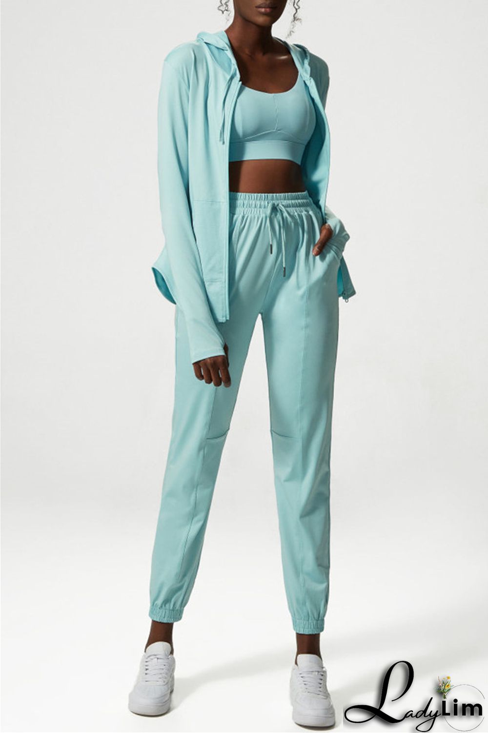 Apricot Casual Sportswear Solid Patchwork Regular High Waist Trousers