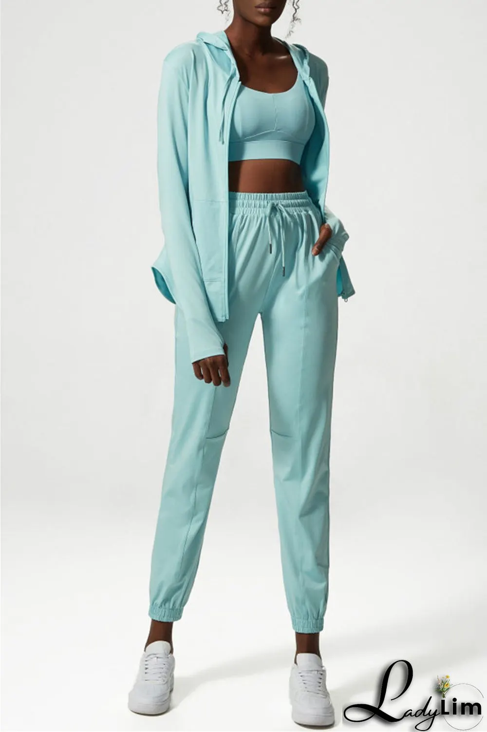 Apricot Casual Sportswear Solid Patchwork Regular High Waist Trousers