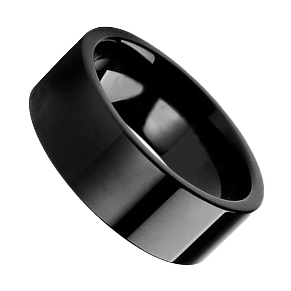 Couples Wedding Bands Black Flat Tungsten Rings High polished