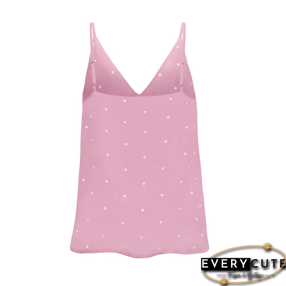 Pink Digital Print V Neck Camisole Tank